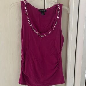 White House Black Market Magenta Embellished Tank Top size XS. Stretchy